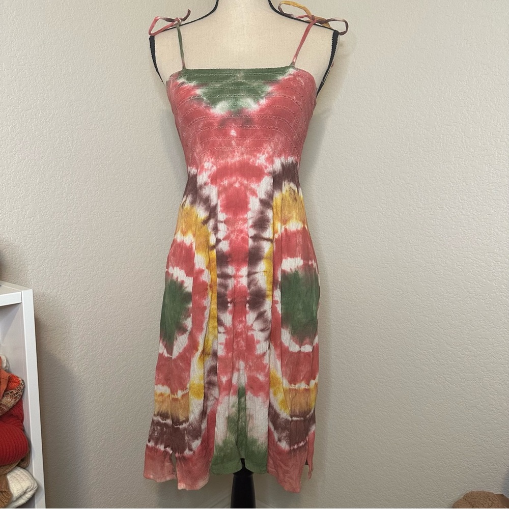 Ocean Breeze Tie Dye Cotton Boho Dress Size Small